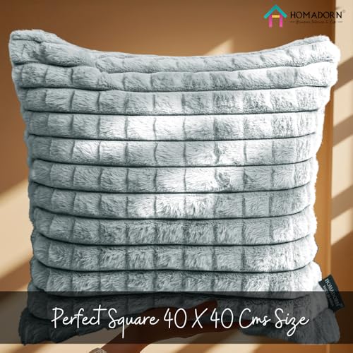 Image of HOMADORN Luxury Plush Fur Reversible Cushion Cover Ultra Soft & Cozy (Pack of 2)