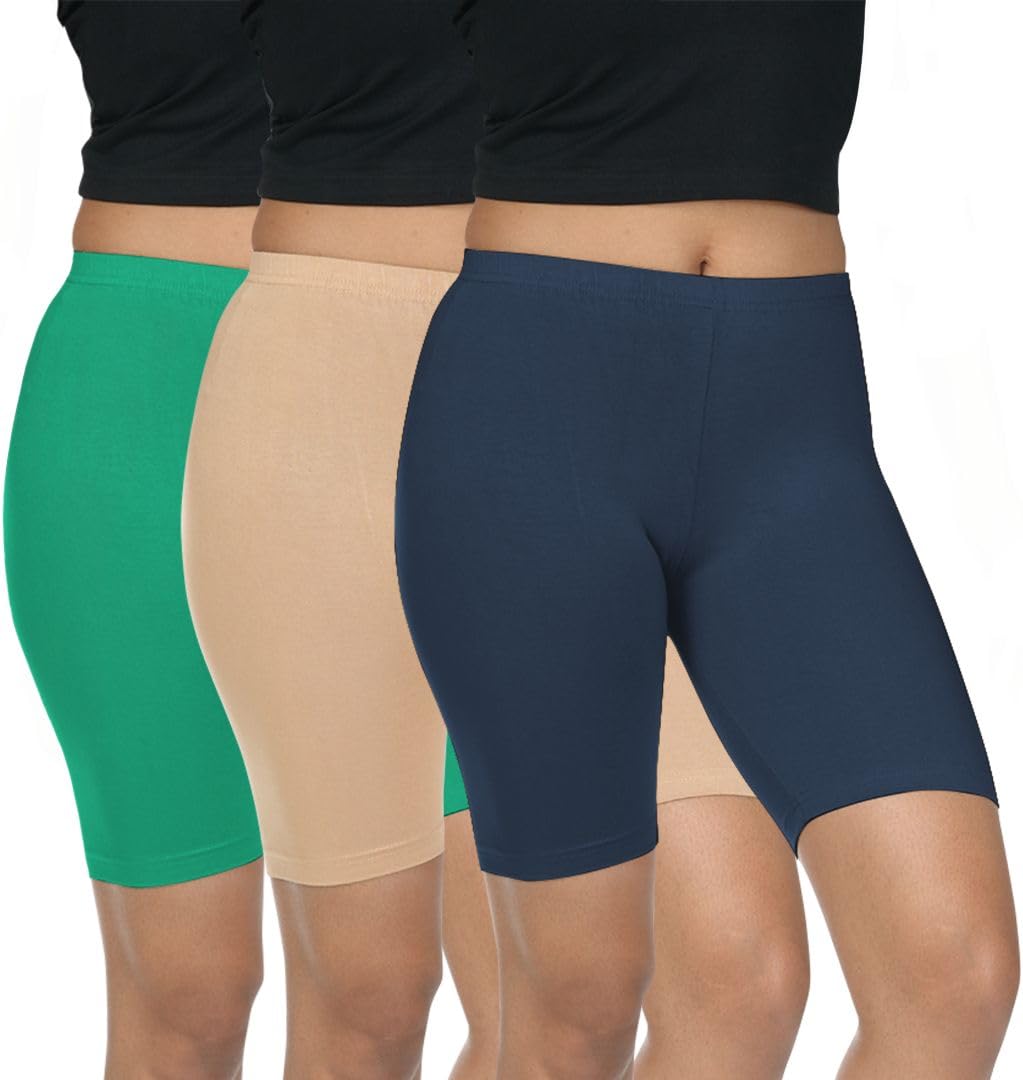 fly birds Pack of 3 Women Viscose Blend Solid Shorts (Chilly Green/Deep Skin)-picture-35