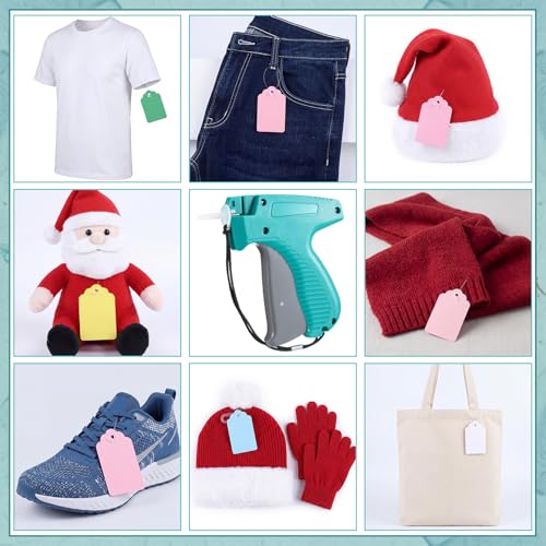 Image of Honoson 2006 Pcs Clothing Price Tags with Gun Set Including Garment Price Tag Attacher with 5 Steel Needles 500 Clothing Label 1500 Plastic Fasteners Barbs (Scalloped Colorful)