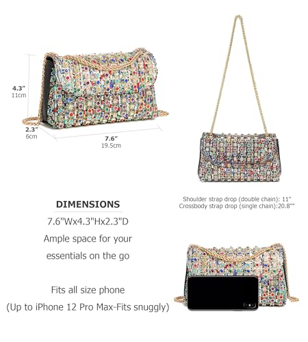 Image of Sweetovo Rhinestone Clutch Purse, Sparkly Evening Bag with Chain for Women