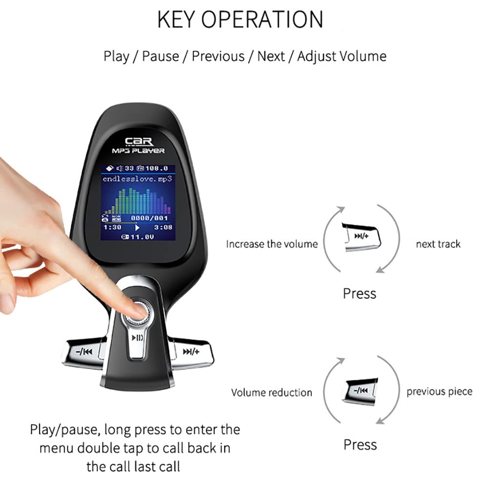 Car Bluetooth Adapter Radio Transmitter, Audio Adapter with 1.44