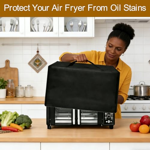 Image of Air Fryer Cover Dust Cover for Gourmia French Door Air Fryer 25 Qt Large Capacity Convection Oven GTF7655 17 inch*13.8 inch*11.4 inch Heat-Resistant Waterproof Dust-proof Kitchen Appliance Covers
