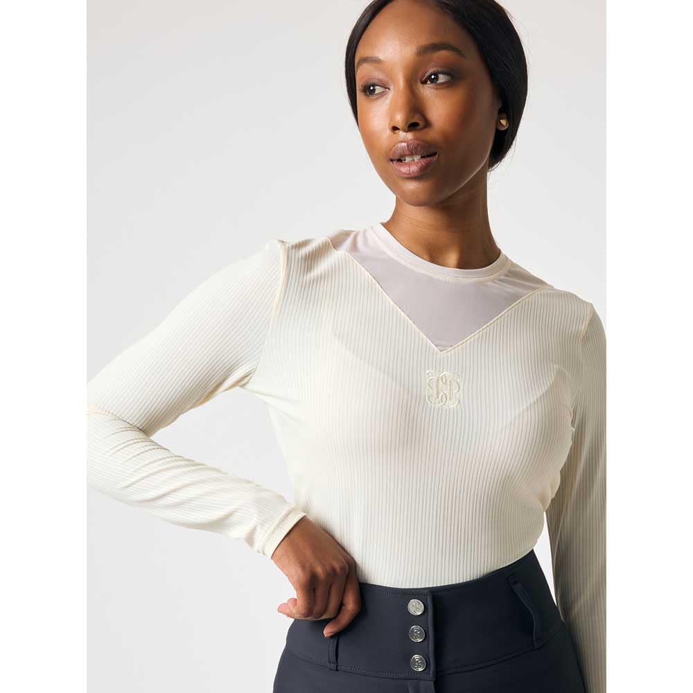 PS of Sweden Leandra Striped Mesh Top Woman Long Sleeve T-Shirt L