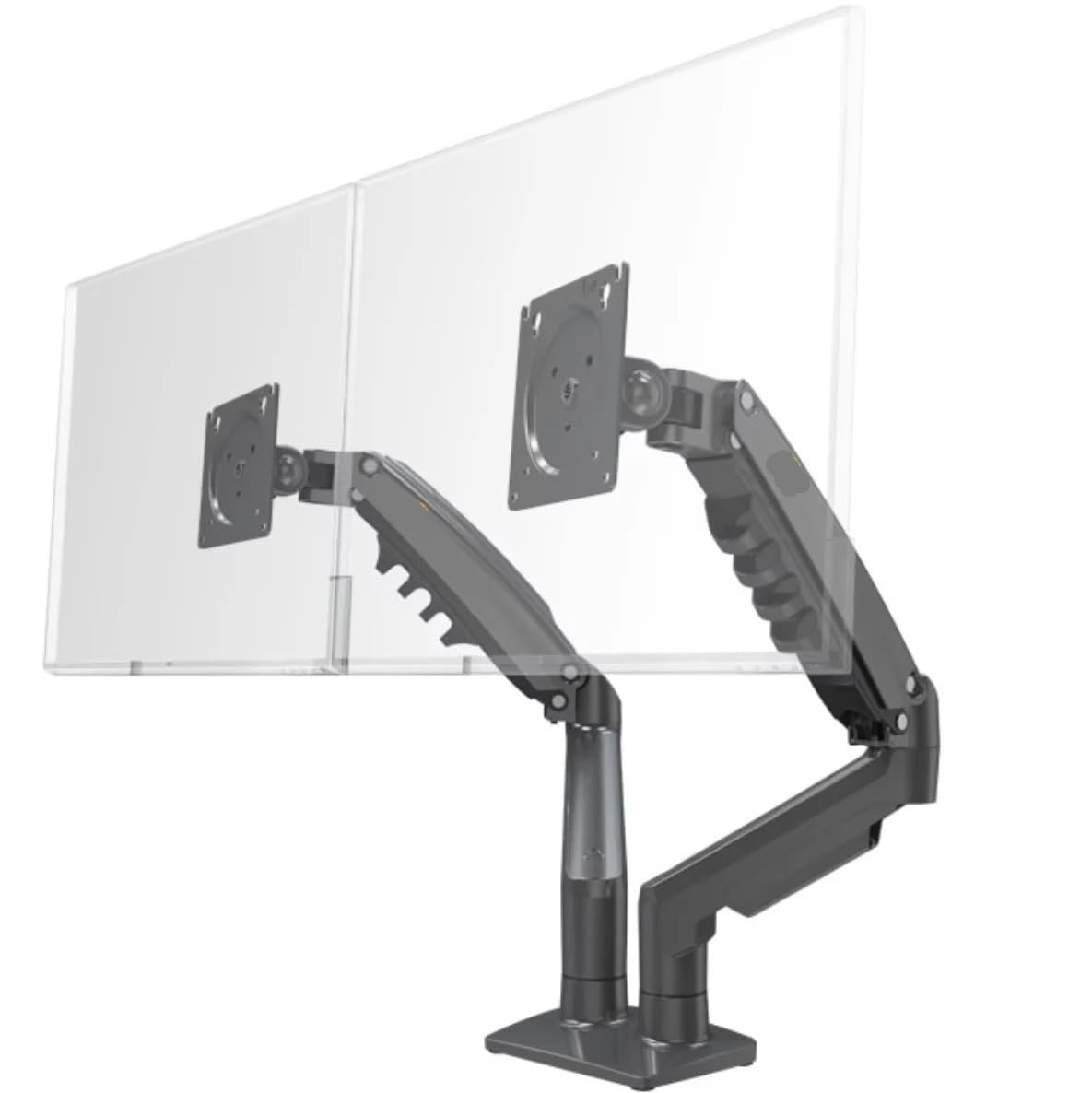 TKJfdTY F160 Gas Spring Desktop 17-Inch-27-Inch Dual Monitor Stand Arm Monitor Mounting Bracket, Each Arm Load-Bearing 2-9 Kg，Matte Charcoal