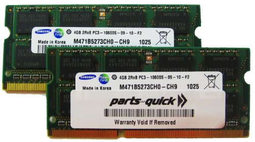 parts-quick アップルのMacBook Proの15" インチ2.2GHzのクアッドコアインテルCore i7のMC723LL / A(冬2011)DDR3 1333 SODIMM RAMに対応8ギガバイト2 X 4GBのメモリ