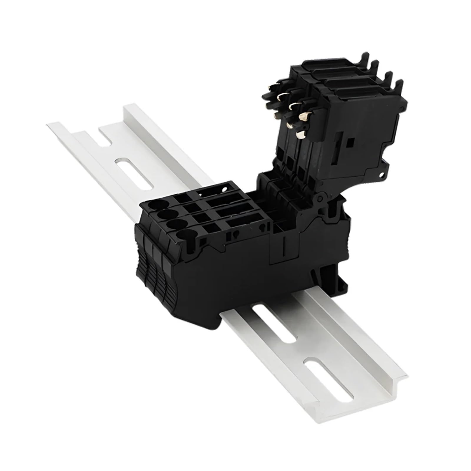 10 pezzi ST 4-HESI Portafusibile nero 5x20 con leva di disconnessione Morsettiera fusibile a molla Connettore guida DIN ST4-HESI(8P)