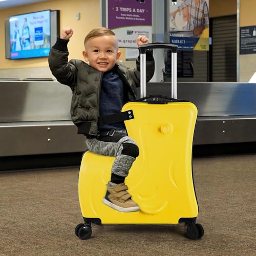 Kid Ride on Luggage | Ride on Kids Luggage, Travel Suitcase with Safety Belt, Wheels for Toddler Airplane Travel3