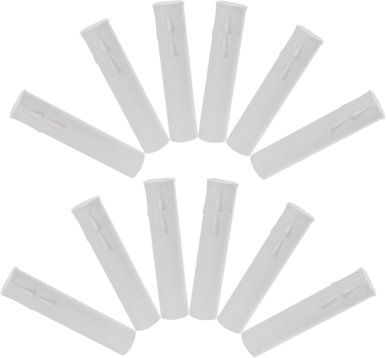 12pcs Beige Plastic Candle Socket Covers Sleeves for E14 Base Light Socket and Chandelier Holders Vintage Style Pvc Material with Easy Installation for Ceiling Lamp Setups