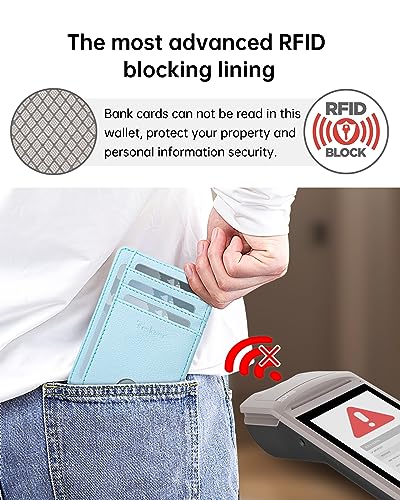 Image of Teskyer Slim Minimalist Wallet for Men, RFID Front Pocket Card Holder | Ultra Slim Front Pocket Design, 8 Card Slots, RFID Protection, Smooth Faux Leather for Everyday Carry