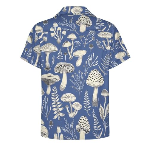 TiwBski Funny Mushroom Graphic Button Down Shirt for Men Short Sleeve Colorful Beach Shirt Hawaiian Shirts3