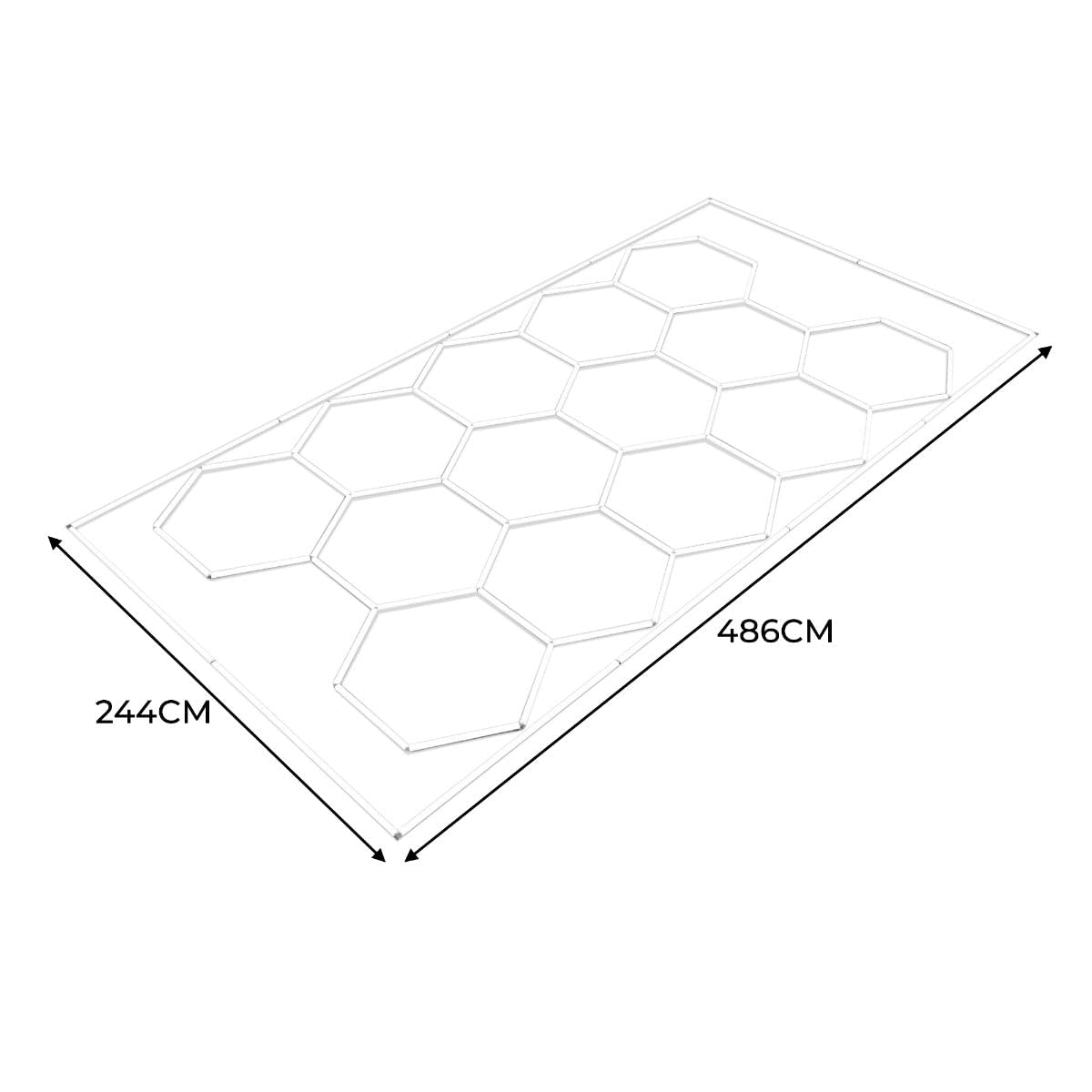 Hexagon LED Lampe 14 Leuchten & Gestell | Autogarage Werkstatt Fitnessstudio Salon Ausstellungsraum Lager | Modulares Waben Design | Weiß 700-1700 Lumen 6000K Farbtemperatur [INKL. 3 Montageoptionen]