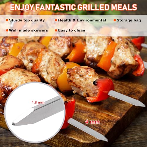 Hemoton Q141803BY2743GGL4PYHR9WY 12 Pack Kabob Skewers 16 Inch Long Stainless Steel Barbecue Skewer thumb #5