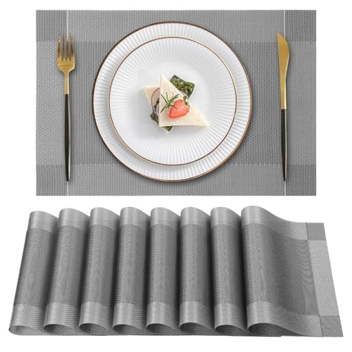 Gucass 8er Set Tischsets Abwaschbar, PVC Platzsets Abwischbar Platzdeckchen, Placemats Abgrifffeste...
