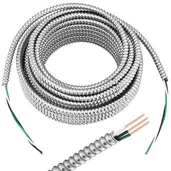 14/2 Metal Clad Cable with Ground 14 Awg Solid Cooper 2 Conductors Electrical Wire with Aluminum Armor, Metal Clad Cable for Indoor Outdoor Underground Embedded Installation(100 ft)