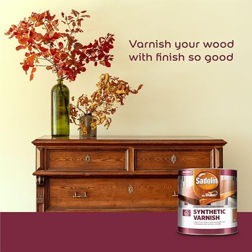 Image of Sadolin by Dulux | Synthetic Varnish Wood Finish | Water resistant, all weather durable and long lasting | Wood Polish with excellent scratch, stain, and crack resistance, 4 Litres