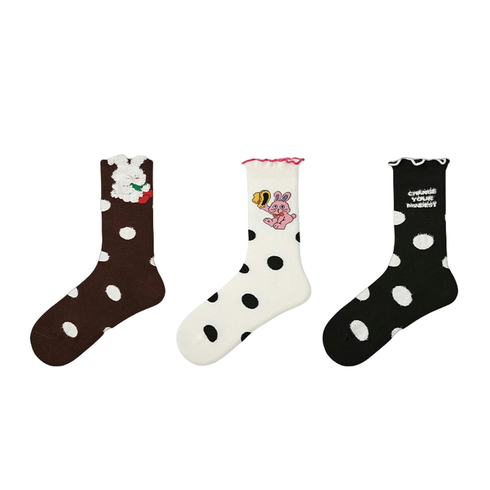 Kuschelsocken Frühlings- Und Herbstsocken Für Frauen Für Studenten, Die Gefälschte Zweiteilige Zweiköpfige Mid-Tube-socken Sind-bilderbuch Bunny-durchschnittlicher Code