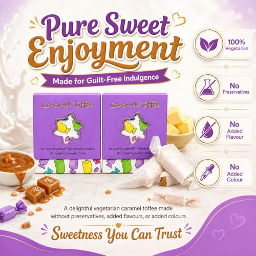 Image of Chocovic Caramel Toffee - Pack of 2 (12 Pcs Each), Soft & Chewy Caramel Candy, Rich Buttery Flavor, Vegetarian Sweet Treat, No Artificial Flavours
