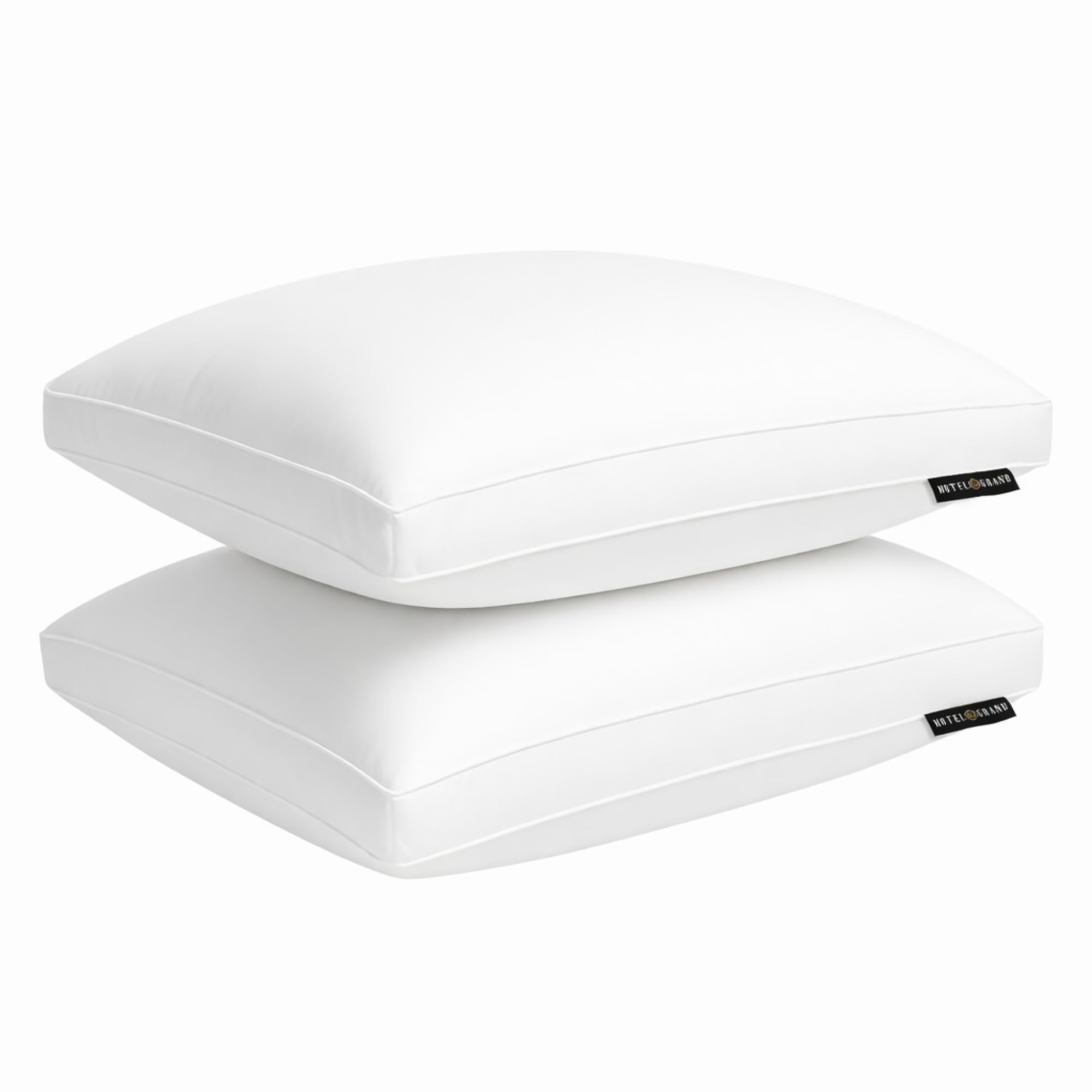 Hotel Grand Luxury Goose Feather and Down Fiber Firm Pillows Queen Size Set of 2 100 Cotton Cover