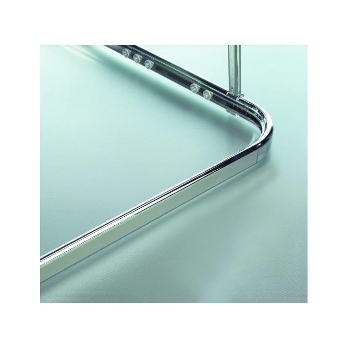 Spirella Shower Curtain Rail for Corner Shower Curtain in Surprise Aluminium 80 x 80 cm Shiny Finish - Sliders Included