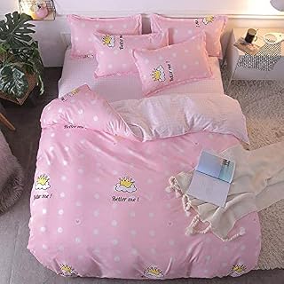 Pink s 4pcs Nordic Fruit Printed Duvet Cover Pillowcase Simple Linens Double Bed Queen Size Bed Set Bedcover 1003 (Color : 001 Size : 1.8m 4PCS) (A 1.5m 4PCS)