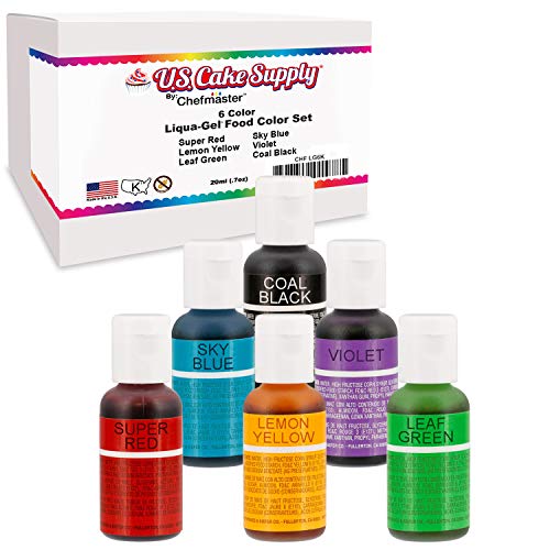 6 Color Cake Food Coloring Liqua-Gel Decorating Baking Primary Colors Set - U.S