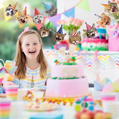 Image of Hooqict Cat Birthday Banner Birthday Party Decorations for Backdrop Cat Happy Birthday Banner Garland Sign for Girls Boys Kids 1st 2nd 3rd Party Supplies Hanging Decor