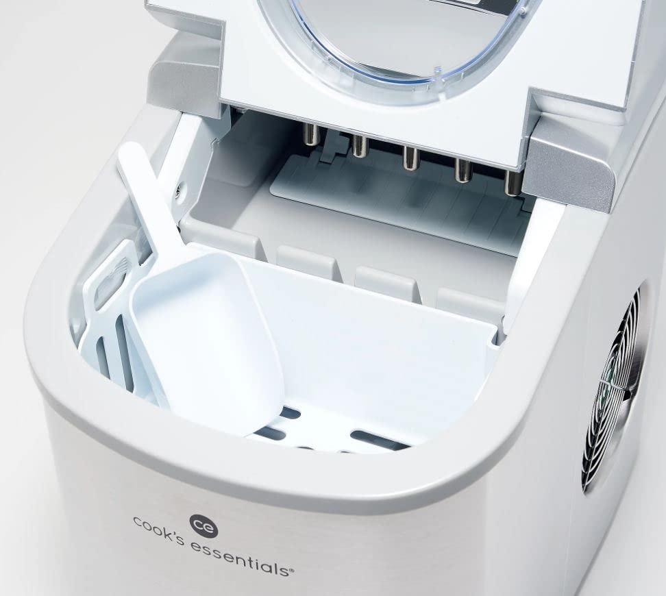 Interior of Cook's Essentials Ice Maker with Ice Basket and Scoop