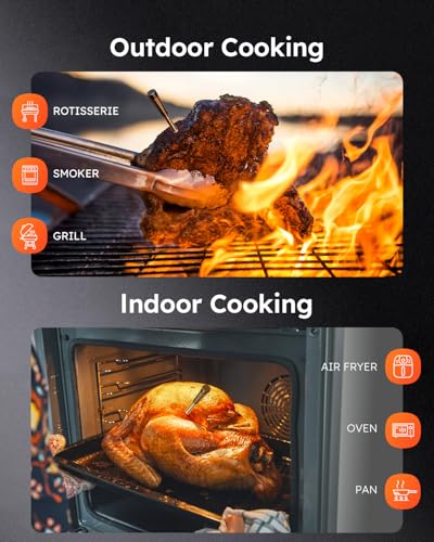 Image of Smart Wireless Meat Thermometer with Ultra-Thin Probe, Digital Food Thermometer 0.5S Instant Read, 600FT Bluetooth Range Real-Time Monitoring & Smart Alerts for BBQ, Grill, Smoker, Oven, Air Fryer