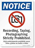 SmartSign 'Notice - Recording, Taping, Photographing Strictly Prohibited' Bilingual Sign | 10' x 14' Plastic