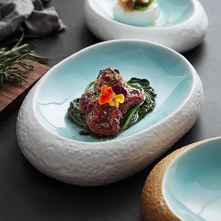 Talerze obiadowe chińskie ceramiczne talerze do naczyń o nieregularnych kształtach, zimne naczynia, hotel restauracja klub deser zastawa stołowa kuchnia salaterka