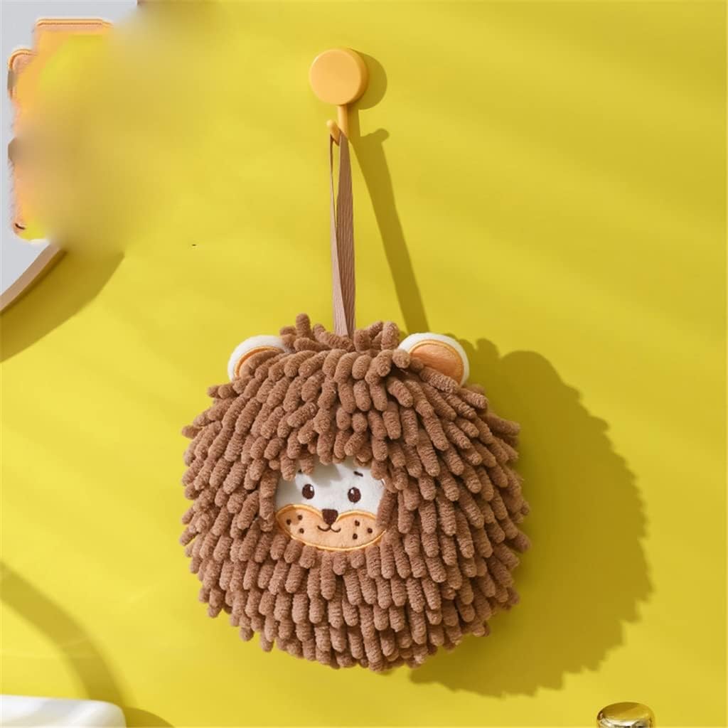 Round Cartoon Animal Chenille Hand Towel Absorbent Handkerchief Kitchen Soft Home Accessories