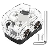 TuoLauthon 2 Way Power Distribution Block 1x 0 GA in 2X 0 GA Out Circuit Protector Distribution Connecting Blocks for Car Audio Splitter,1Pc with Installation Kit