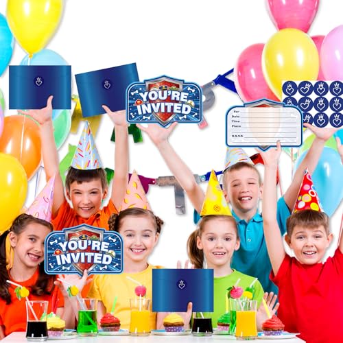 20 Invitaciones de cumpleaños de patas de perro con diseño infantil animal 7