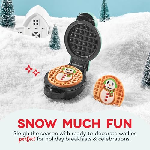 Image of Dash MultiMaker Mini System Removable Plate Set - Nonstick Replacement Plates for Christmas Waffle Breakfast - Waffle Maker Not Included - 4-Inch - Two-Pack - Snowman & Tree