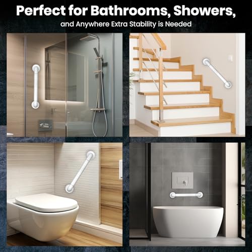 Image of AGEasy (Max Group) Anti Slip Grab Bar (18 inches) | Staniless Steel Grab Rail with Nylon Grip | Heavy Duty Safety Handle for Bathroom /Toilet Handrail for Seniors, Handicap & Pregnant Women
