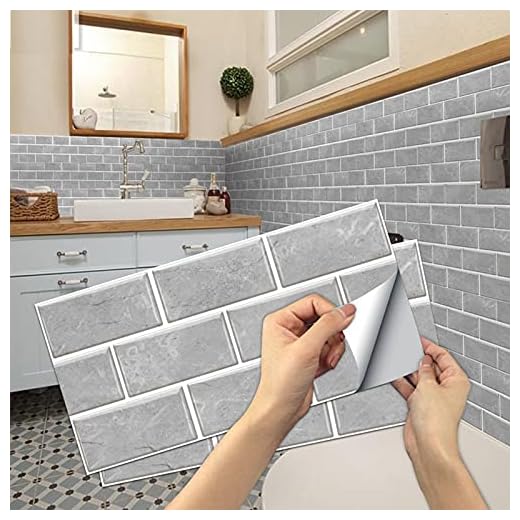 Pegatinas de Baldosas, Adhesivo de Pared Azulejos Adhesivo de Pared PVC Decorativos Adhesivos para Cocina y Baño Ladrillos pared Gris 15 x 30 cm (12 Piezas)