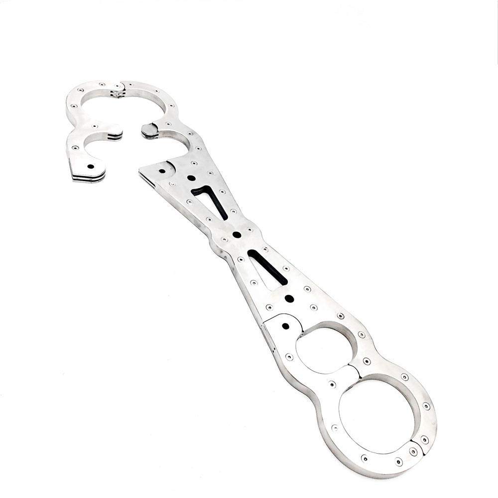 Stainless Steel Spreader Bar with Handcuffs + Ankle Cuffs, SM Extreme Bondage/Restraint System with Locks, Fetish SM Torture Slave Games Sex Toys for Couples,M