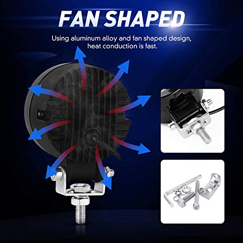 Falconstar Compatible for Motorcycle Headlight LED Fog Light 3 inch Round Blue Angel Eye DRL White Light 10-80V DC 8000LM Waterproof Off-road Vehicle Marine Work Light (2 PCS)