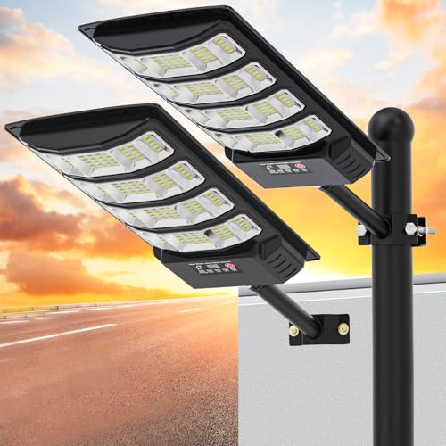 Luces solares de calle impermeables para exteriores, gran angular de 320°, luz solar LED de estacionamiento con sensor de movimiento y control remoto para exteriores, calles, patios, garajes de