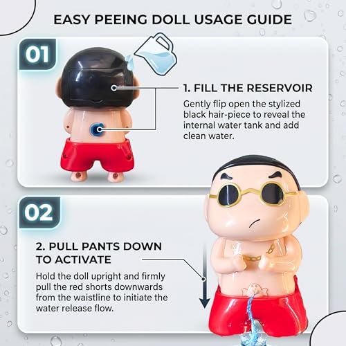 Image of Shopiitoo Susu Shin-chan Toy - Interactive Mini Water Spray Squeeze - Refillable Water Prank Toy for Kids & Adults - Hilarious Desktop Decor & Gag Gift - 11cm (Susu Edition)
