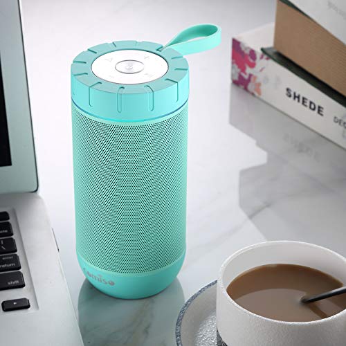 COMISO Waterproof Bluetooth Speakers Outdoor Wireless Portable Speaker with 20 Hours Playtime Superior Sound for Camping, Beach, Sports, Pool Party, Shower (Mint)