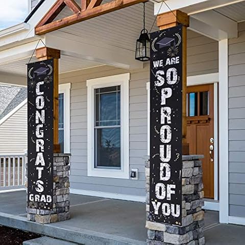 Graduation Decorations 2021 - Class of 2021 & Congrats Graduation Porch Sign Decorations Hanging Banners Graduation Party Supplies for Outdoor Indoor Home Front Door Wall Yard Grad Party Decor Cover