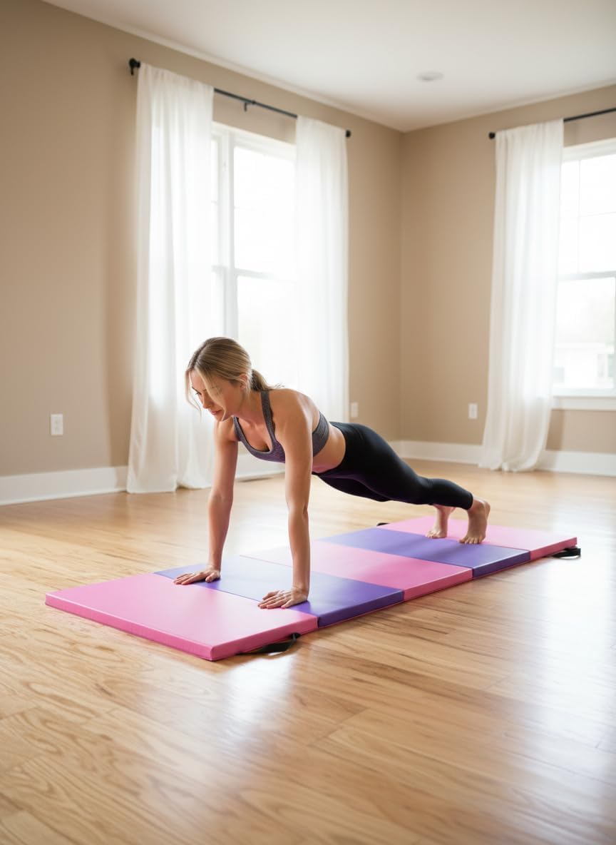 Faltbare Gymnastikmatte, 180 x 60 cm (vierfach) / 185 x 78 cm (fünffach) dick, tragbare Übungs- und Tumblingunterlage für Heim-Fitnessstudio/Pilates/Aerobic und Kampfsport-Training