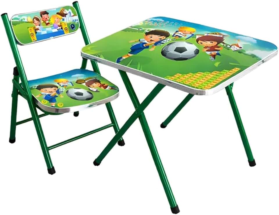 Conjunto Mesa e Cadeira Infantil Dobrável – Mesa de Atividades para Desenho, Estudo e Brincadeiras | Ideal para Crianças (VERDE)