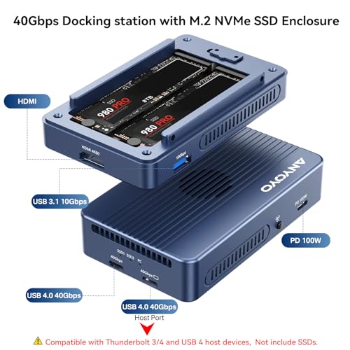 Dual-Bay NVMe SSD Enclosure (40Gbps in RAID up to 2800MB/s) with