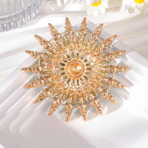 Image of Large Crystal Flower Brooch Pin for Women Red purple pink green Rhinestone Flower Lapel Pin Wedding Party Birthday Dance Banquet Dress Suit Ceremony Clothes Hat Bag Accessories Jewelry