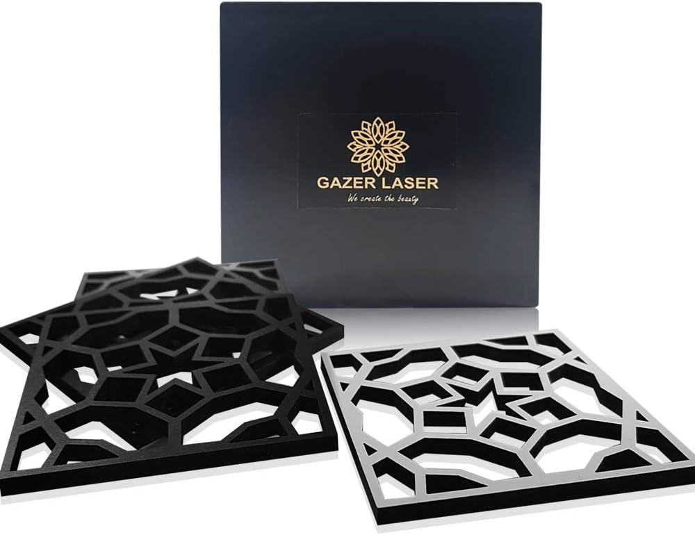 Gazer Laser Personalized Coasters for Drinks | MDF Wood Coasters for Dining Table | Cup Place Mats Fun Coaster Set Gift | Square Stylish Coasters for Any Occasion