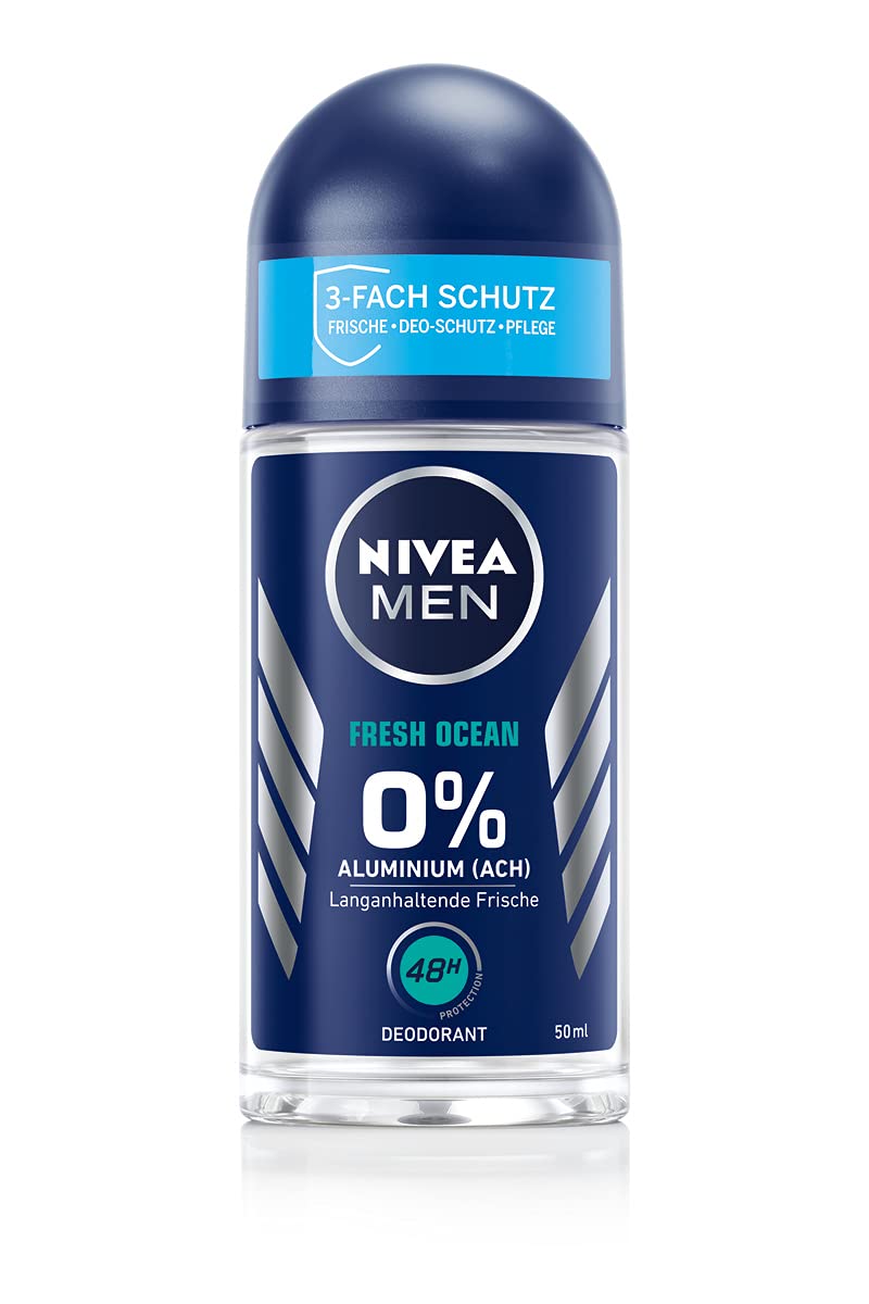 Fresh Ocean Deo Roll-On (50 ml), Deo ohne Aluminium (ACH) mit 48h Schutz, Deodorant mit NIVEA MEN Pflegekomplex und antibakteriellen Wirkstoffen