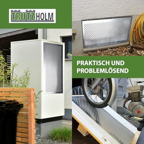 TRUTZHOLM Paar Lochblech Aluminium gebördelt 1000x400mm oder 1000x200mm (100 x 40 cm) (100 x 20 cm) 1,5 mm Stärke Trittsicherung Auffahrblech Schutzgitter (40 x 100 cm)