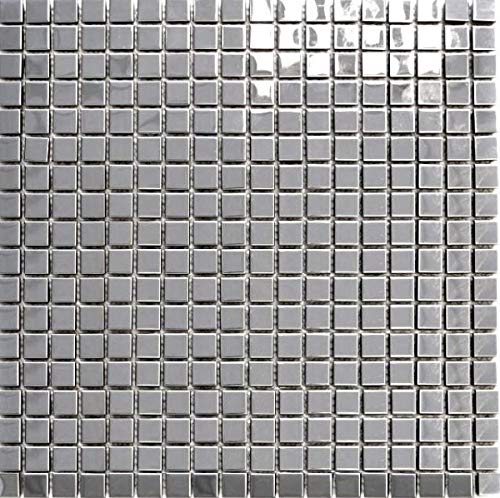 Mosani Edelstahl Mosaik Fliese MOS129-15G Silber